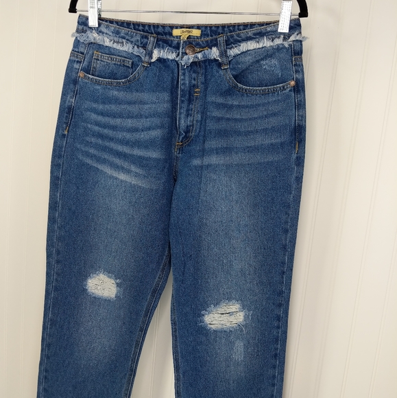 LILY & PARKER Distressed Raw Edge Denim Ankle Jean Sz 29 - Picture 3 of 13